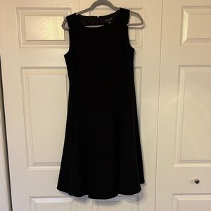 Black Boatneck Mid-Length Dress
